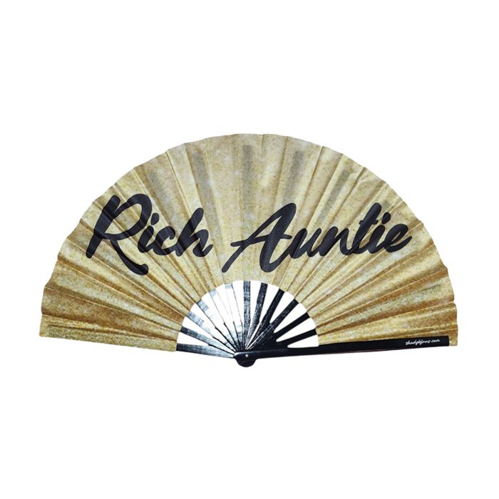 Rich Auntie fan for brunch, day parties, girls trips and gifting with personality and airflow.
