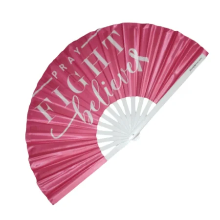 Pray, Fight, Believe Breast Cancer Awareness Clack Fan